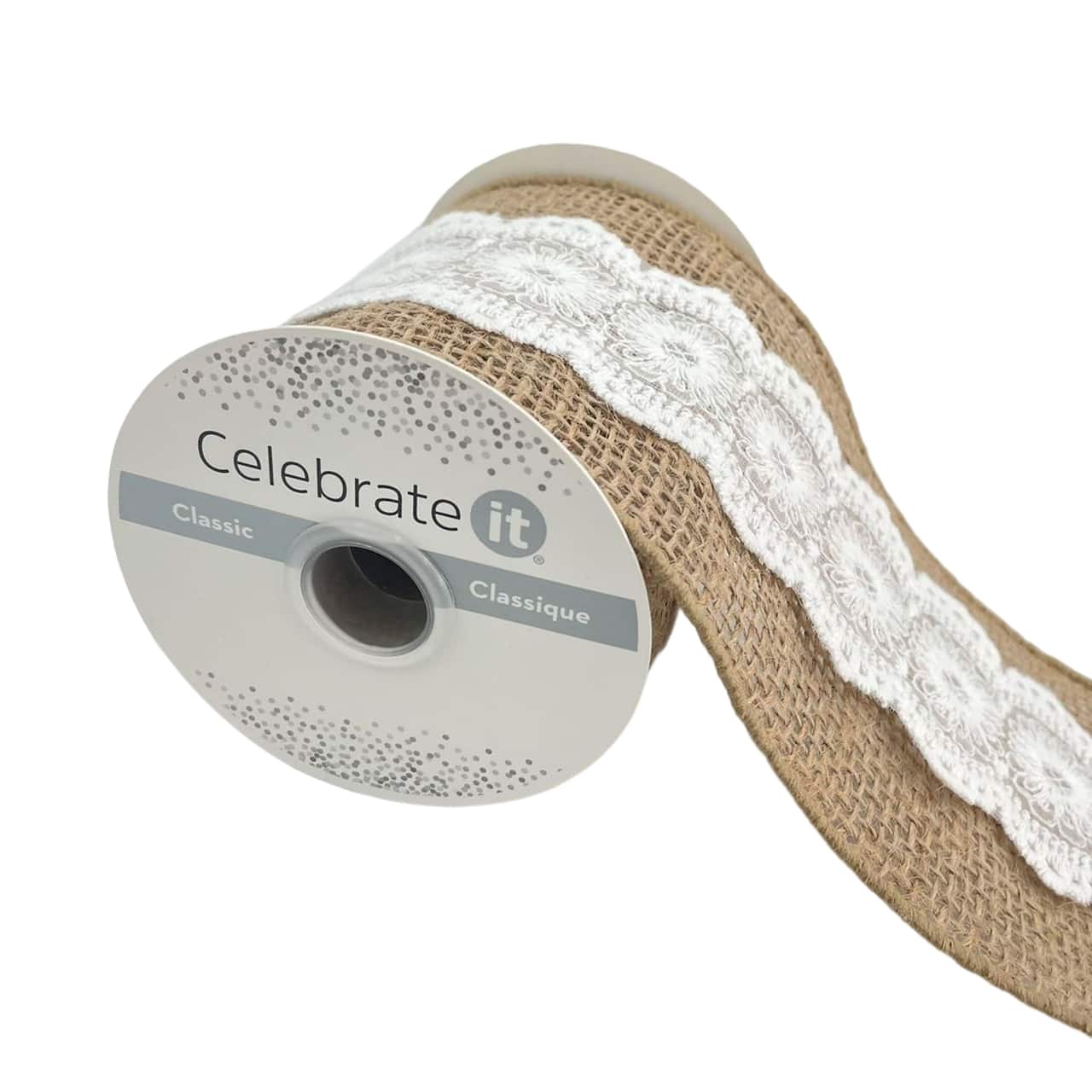 12 Pack: 3.5'' x 2yd. Lace Burlap Ribbon by Celebrate It®
